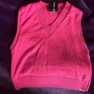Pink V-Neck Sweater Vest Top